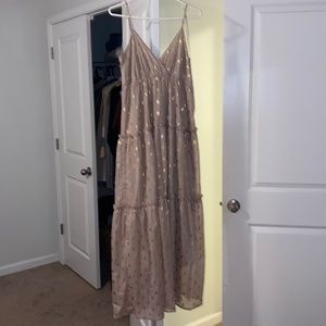Champagne colored maxi dress